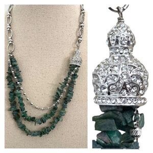 Joan Boyce Green Beaded Crown Necklace – Triple Strand from QVC